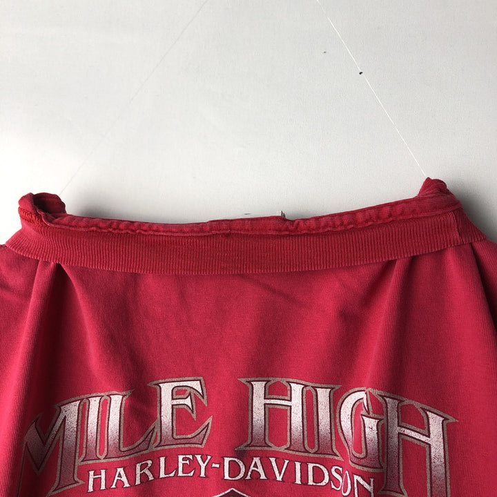 00'S Harley-Davidson Motorcycle Bike T-shirt Made in USA Men's XL cotton red type Vintage Second Hand