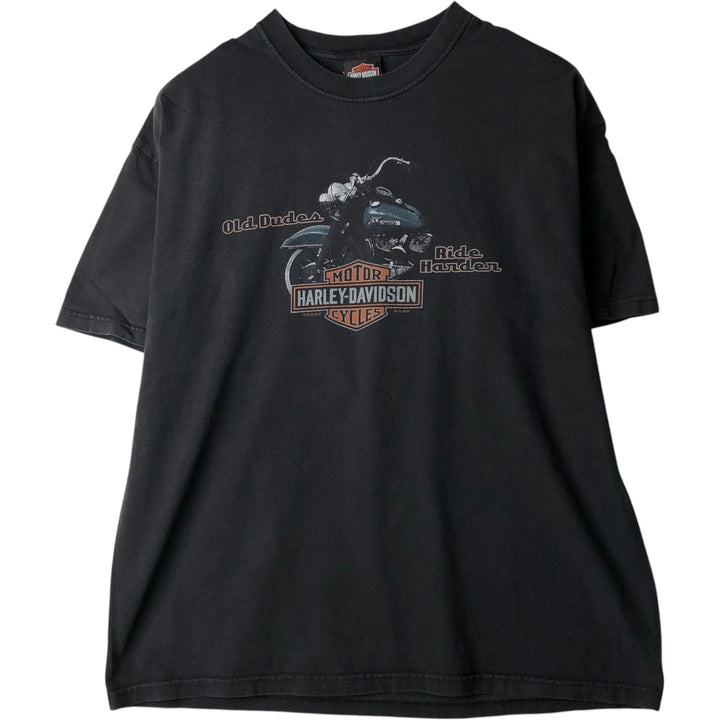 00'S Harley-Davidson Motorcycle Bike T-shirt Made in USA Men's XL cotton black type Vintage Second Hand