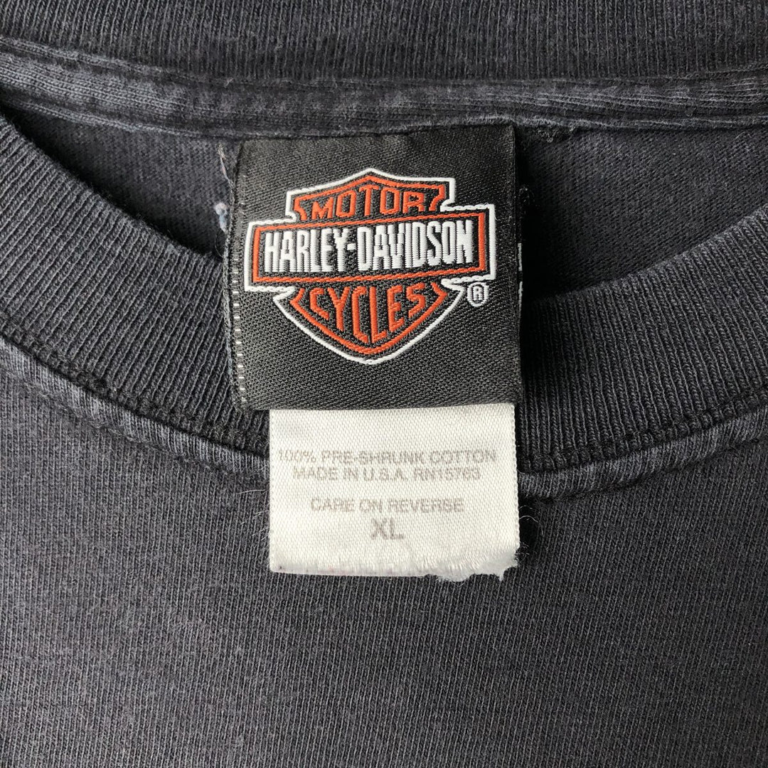 00'S Harley-Davidson Motorcycle Bike T-shirt Made in USA Men's XL cotton black type Vintage Second Hand
