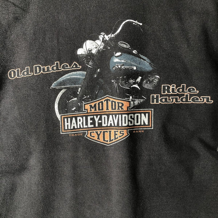 00'S Harley-Davidson Motorcycle Bike T-shirt Made in USA Men's XL cotton black type Vintage Second Hand