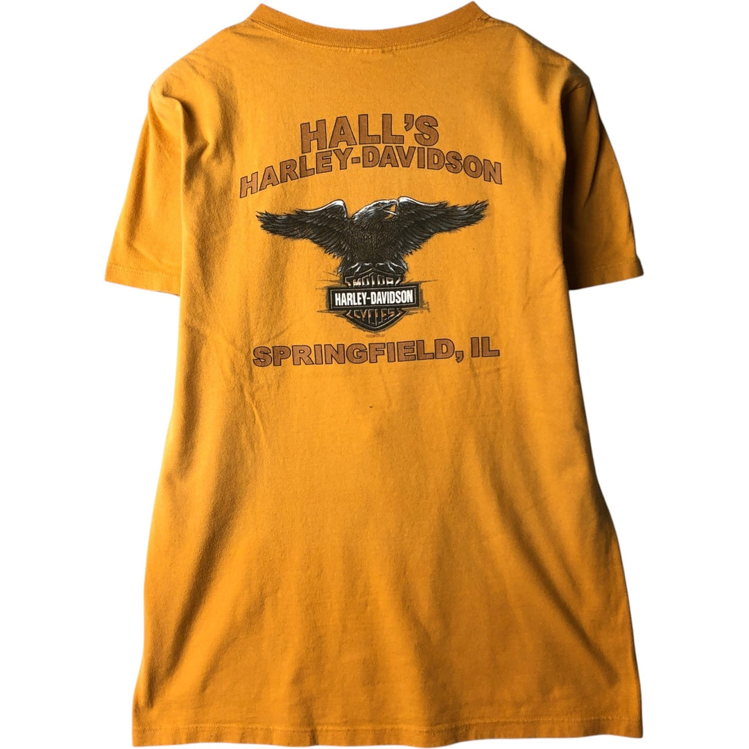 00'S Harley-Davidson Eagle Pattern Motorcycle Bike T-shirt Made in USA Men's XL cotton orange type Vintage Second Hand