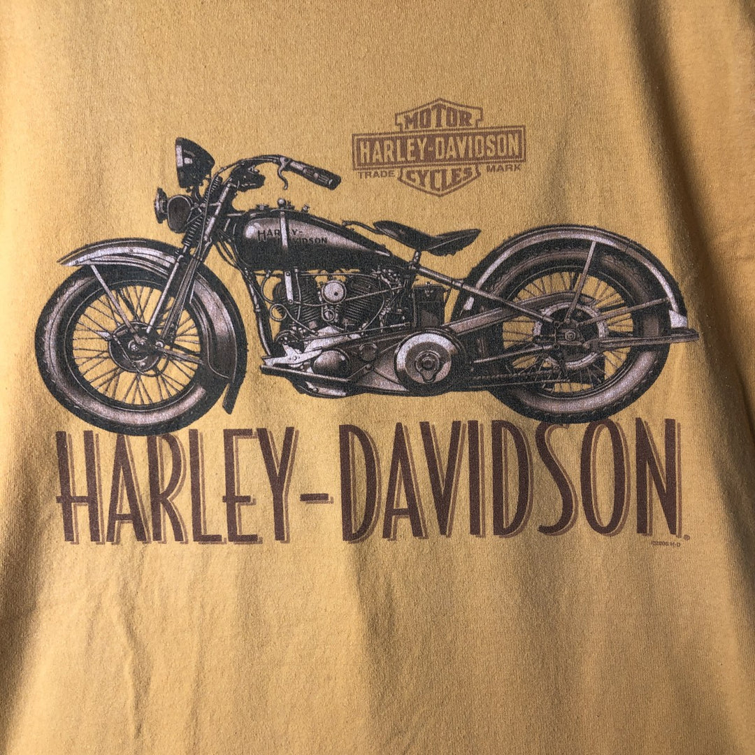 00'S Harley-Davidson Eagle Pattern Motorcycle Bike T-shirt Made in USA Men's XL cotton orange type Vintage Second Hand