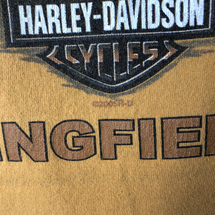 00'S Harley-Davidson Eagle Pattern Motorcycle Bike T-shirt Made in USA Men's XL cotton orange type Vintage Second Hand