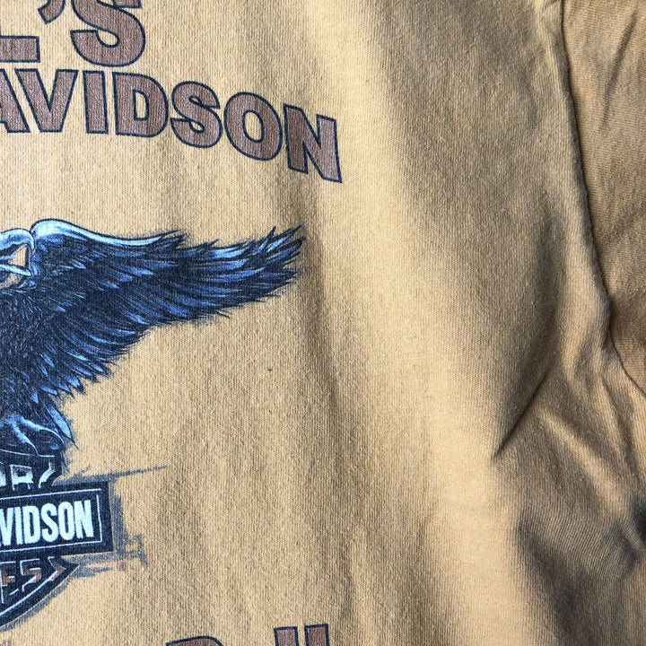 00'S Harley-Davidson Eagle Pattern Motorcycle Bike T-shirt Made in USA Men's XL cotton orange type Vintage Second Hand