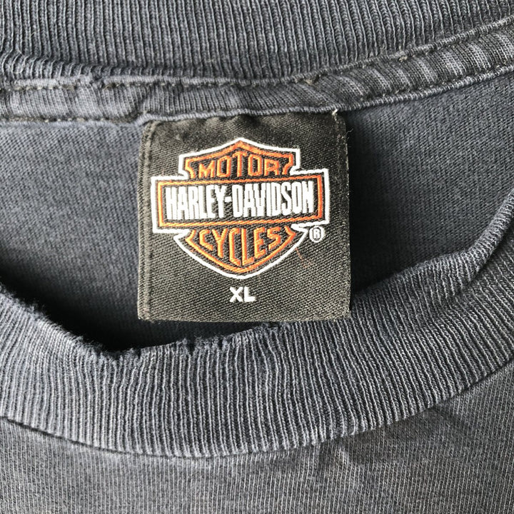 00'S Harley Davidson Skull Pattern Eagle Pattern Motorcycle Bike T-shirt Made in USA Men's XL unclear black type Vintage Second Hand