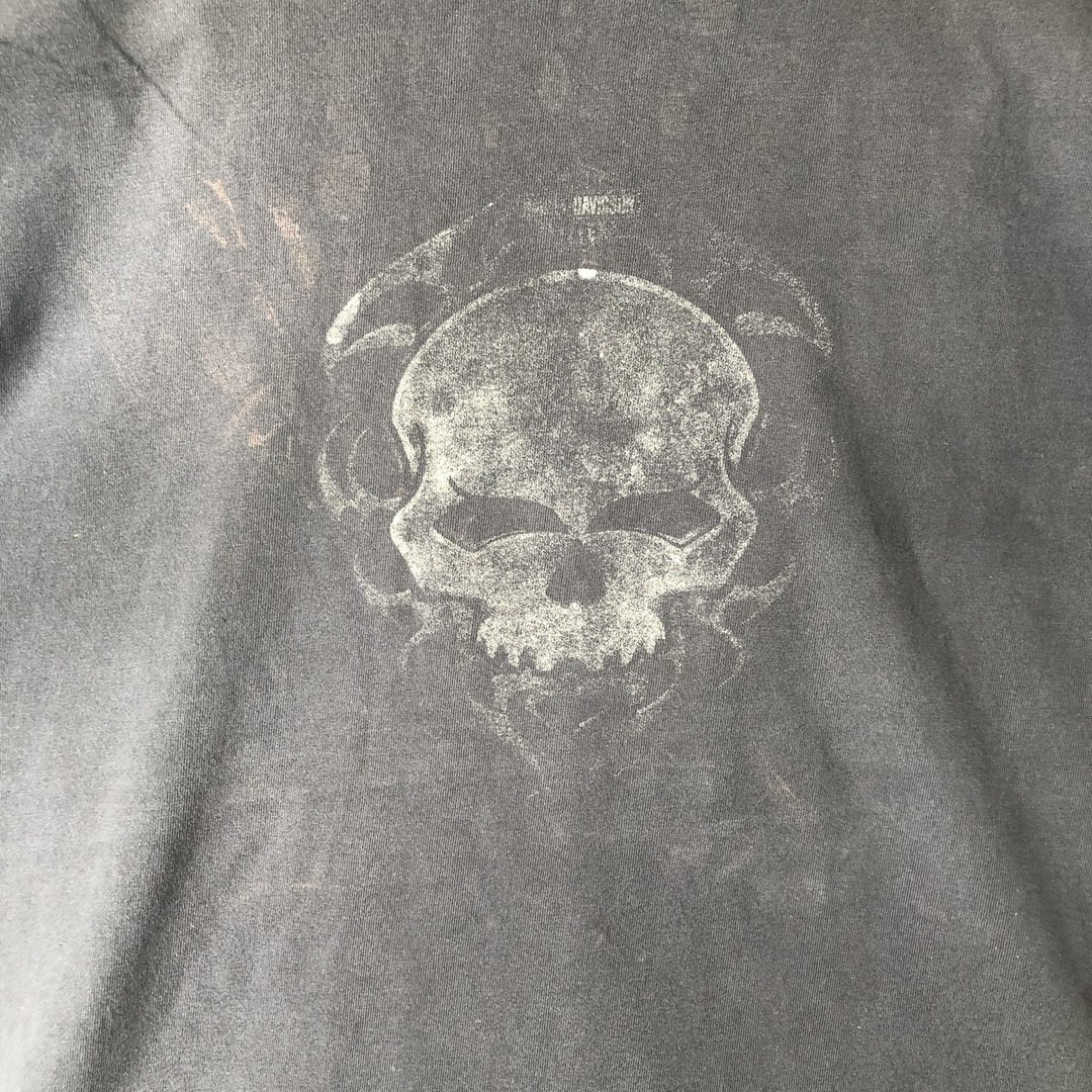00'S Harley Davidson Skull Pattern Eagle Pattern Motorcycle Bike T-shirt Made in USA Men's XL unclear black type Vintage Second Hand