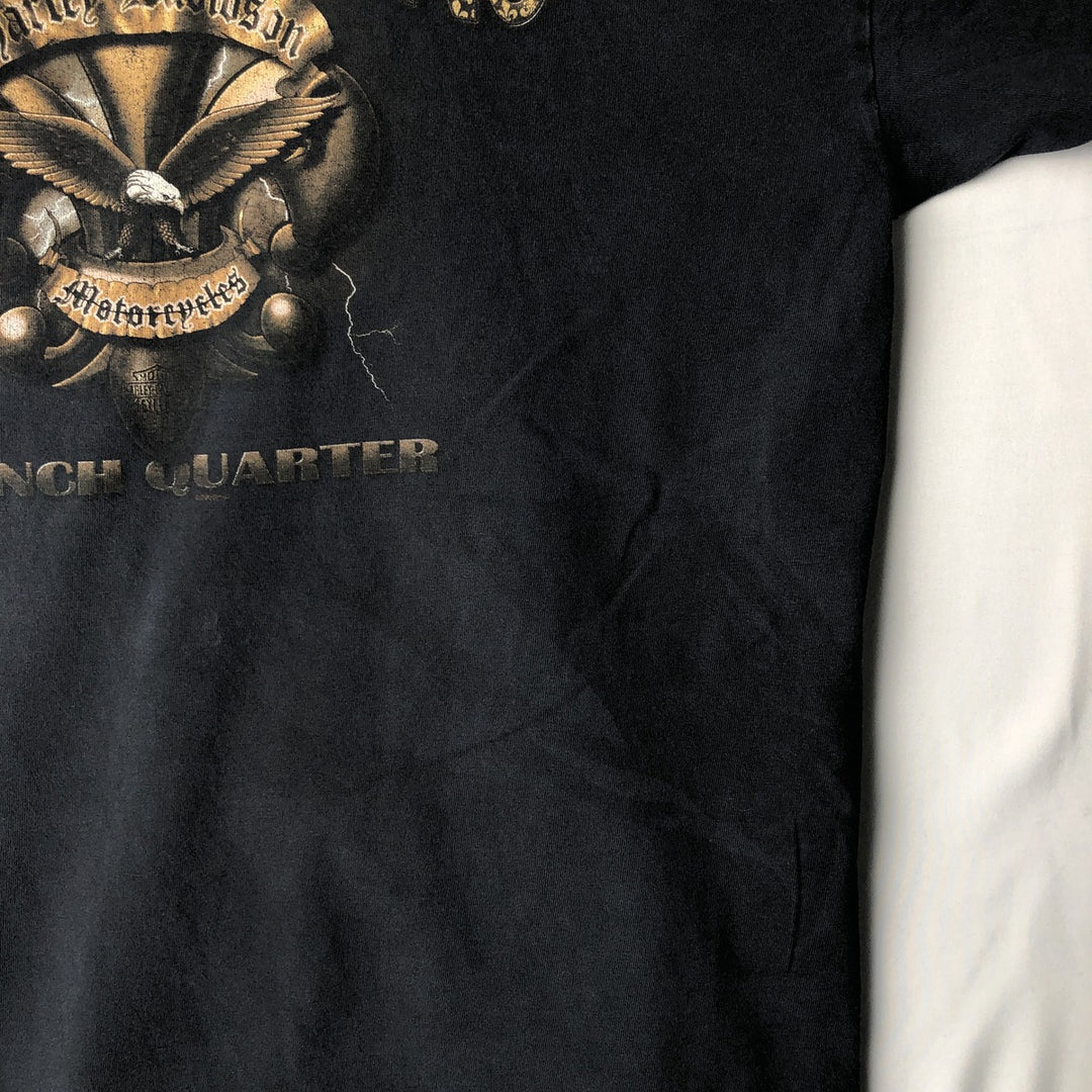 00'S Harley Davidson Skull Pattern Eagle Pattern Motorcycle Bike T-shirt Made in USA Men's XL unclear black type Vintage Second Hand