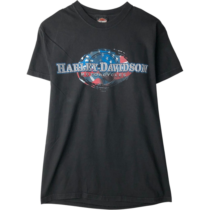 00'S Harley-Davidson Stars and Stripes Motorcycle Bike T-shirt Men's XL unclear black type Vintage Second Hand