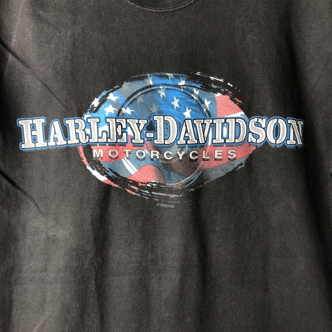 00'S Harley-Davidson Stars and Stripes Motorcycle Bike T-shirt Men's XL unclear black type Vintage Second Hand
