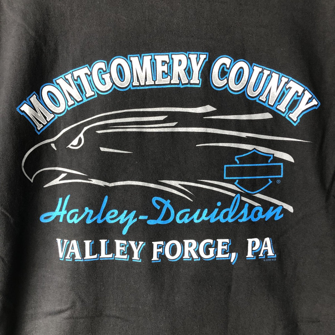 00'S Harley-Davidson Stars and Stripes Motorcycle Bike T-shirt Men's XL unclear black type Vintage Second Hand