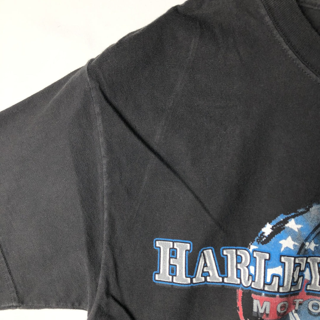 00'S Harley-Davidson Stars and Stripes Motorcycle Bike T-shirt Men's XL unclear black type Vintage Second Hand