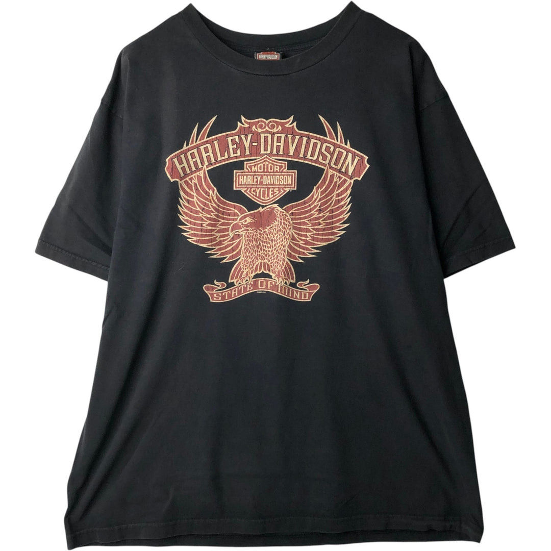 00'S Harley-Davidson Eagle Pattern Motorcycle Bike T-shirt Made in USA Men's XXL cotton black type Vintage Second Hand
