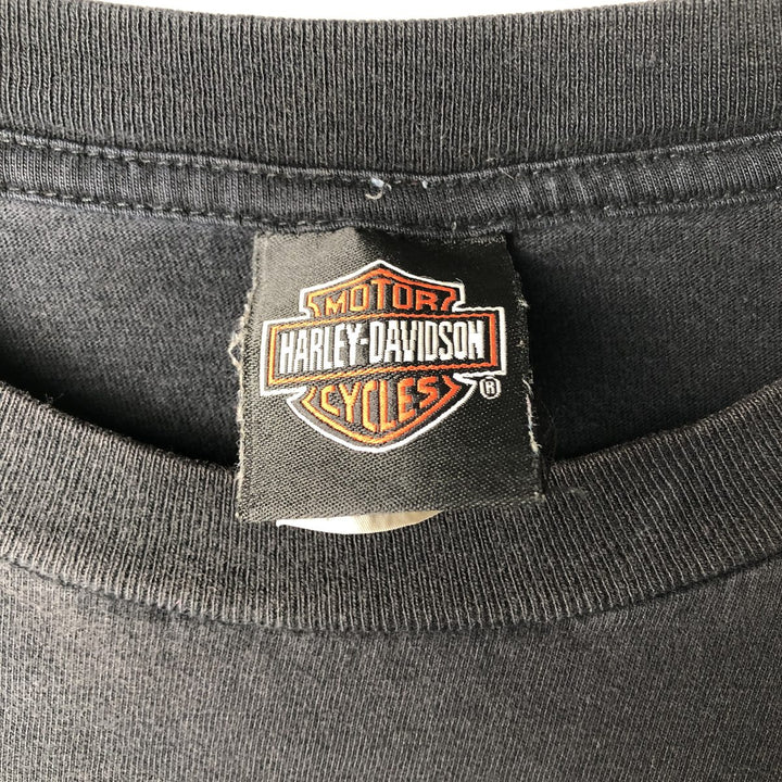 00'S Harley-Davidson Eagle Pattern Motorcycle Bike T-shirt Made in USA Men's XXL cotton black type Vintage Second Hand