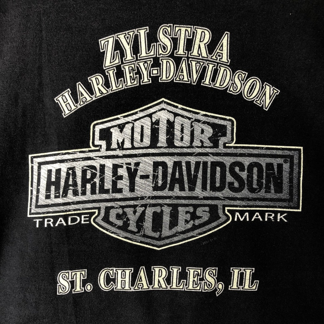 00'S Harley-Davidson Eagle Pattern Motorcycle Bike T-shirt Made in USA Men's XXL cotton black type Vintage Second Hand