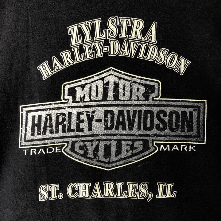 00'S Harley-Davidson Eagle Pattern Motorcycle Bike T-shirt Made in USA Men's XXL cotton black type Vintage Second Hand