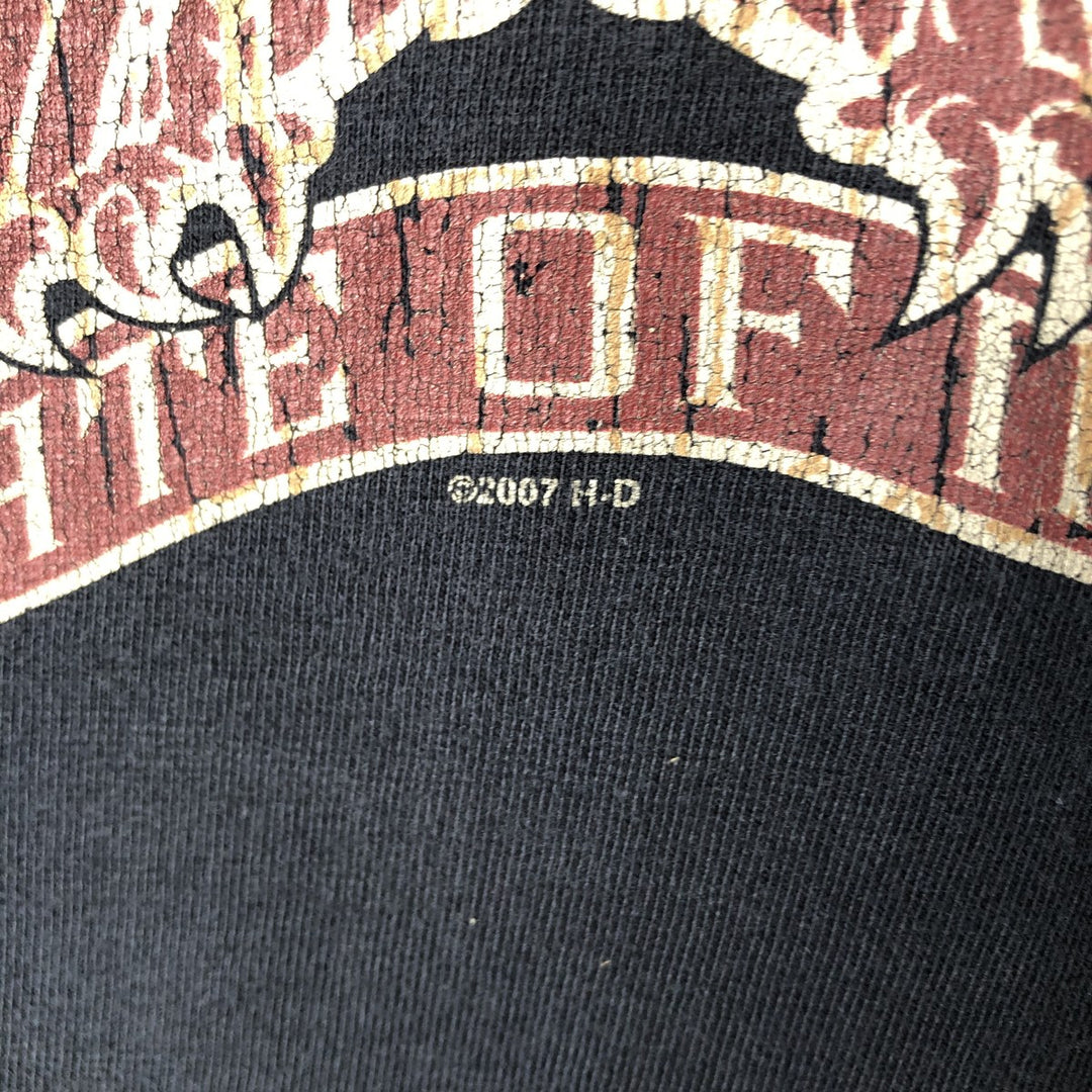 00'S Harley-Davidson Eagle Pattern Motorcycle Bike T-shirt Made in USA Men's XXL cotton black type Vintage Second Hand
