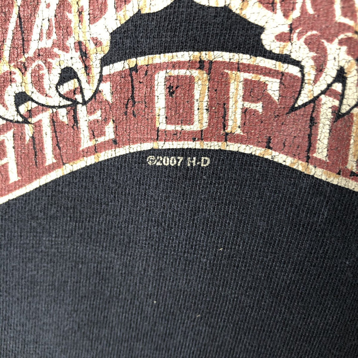 00'S Harley-Davidson Eagle Pattern Motorcycle Bike T-shirt Made in USA Men's XXL cotton black type Vintage Second Hand