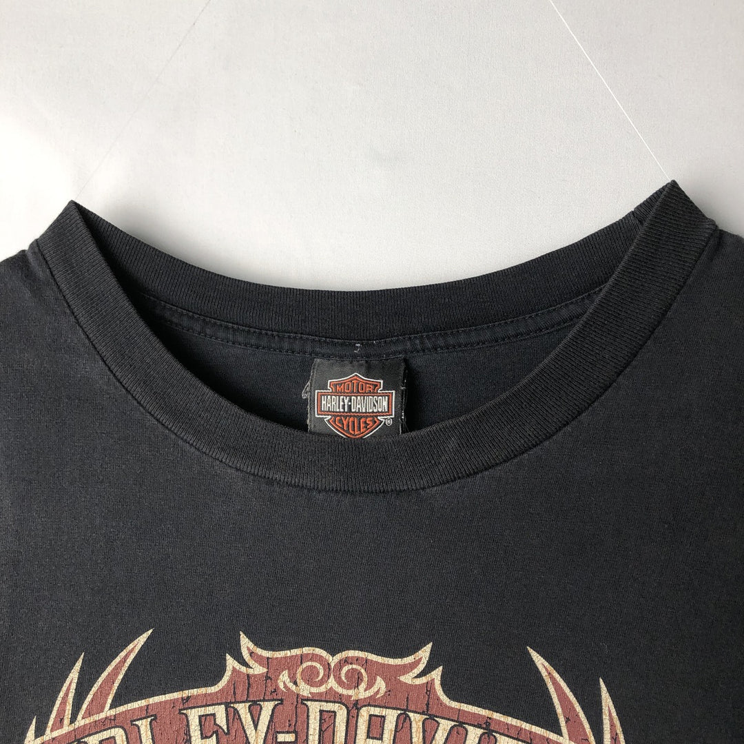 00'S Harley-Davidson Eagle Pattern Motorcycle Bike T-shirt Made in USA Men's XXL cotton black type Vintage Second Hand
