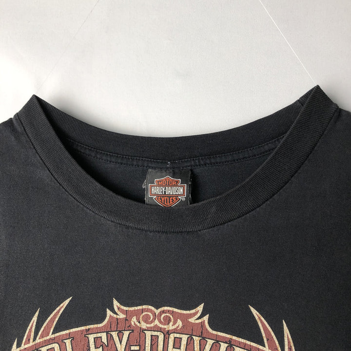 00'S Harley-Davidson Eagle Pattern Motorcycle Bike T-shirt Made in USA Men's XXL cotton black type Vintage Second Hand