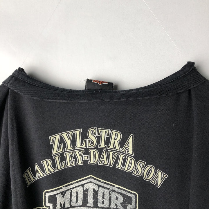 00'S Harley-Davidson Eagle Pattern Motorcycle Bike T-shirt Made in USA Men's XXL cotton black type Vintage Second Hand
