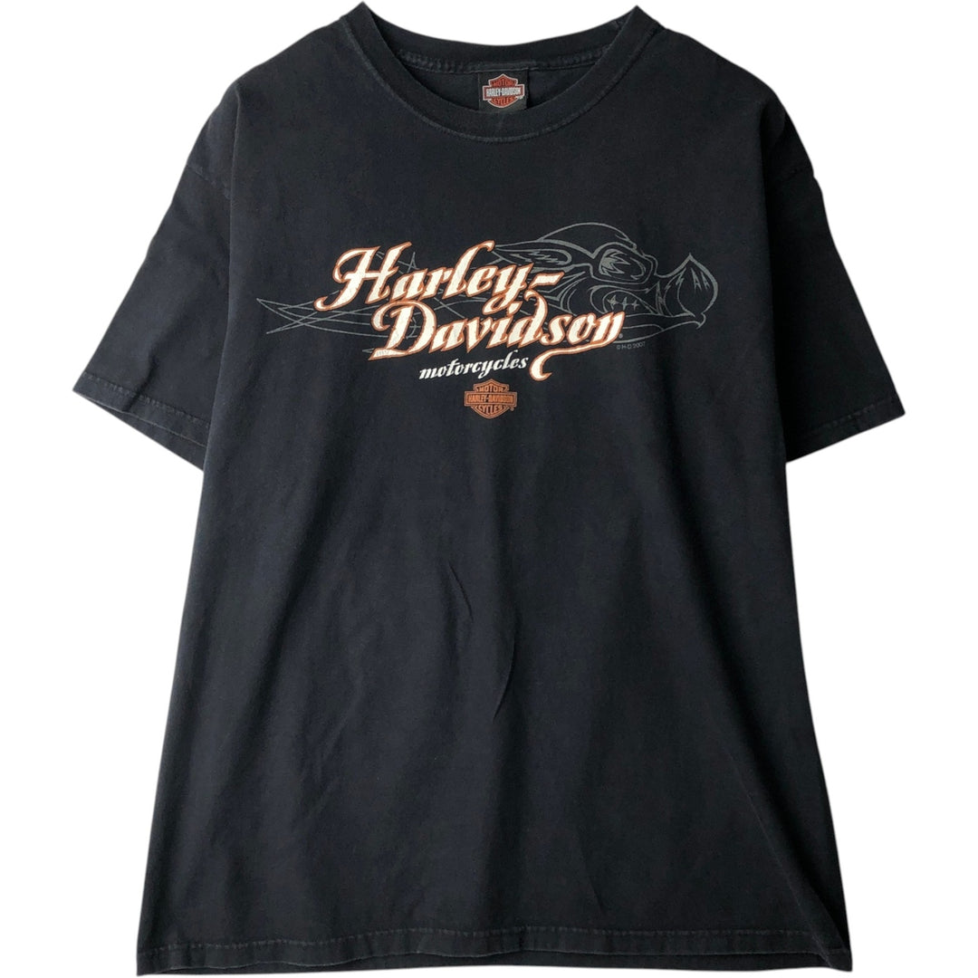 00'S Harley-Davidson Motorcycle Bike T-shirt Men's XL size cotton black type Vintage Second Hand
