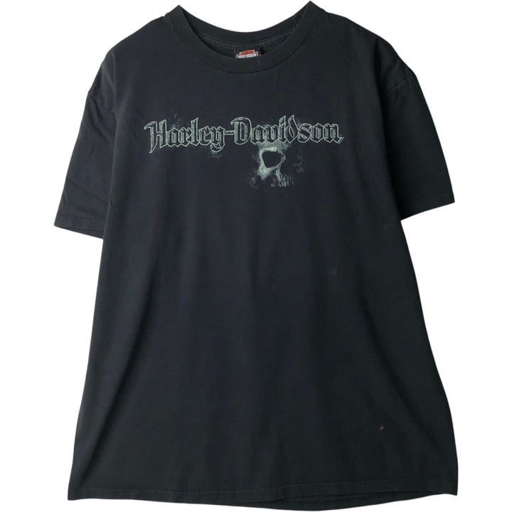 00'S Harley-Davidson Skull Pattern Motorcycle Bike T-shirt Men's XL size cotton black type Vintage Second Hand
