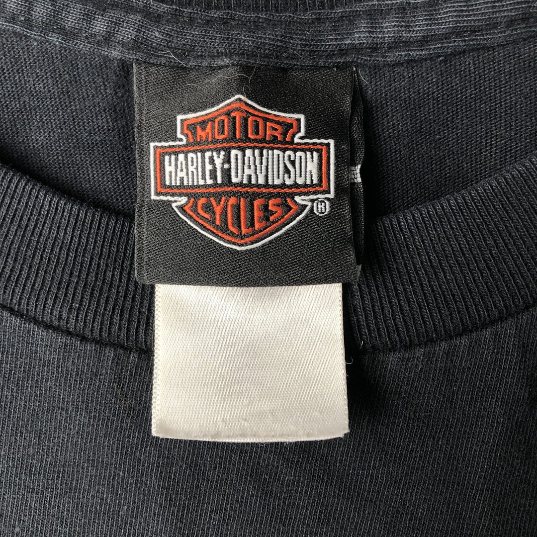 00'S Harley-Davidson Skull Pattern Motorcycle Bike T-shirt Men's XL size cotton black type Vintage Second Hand