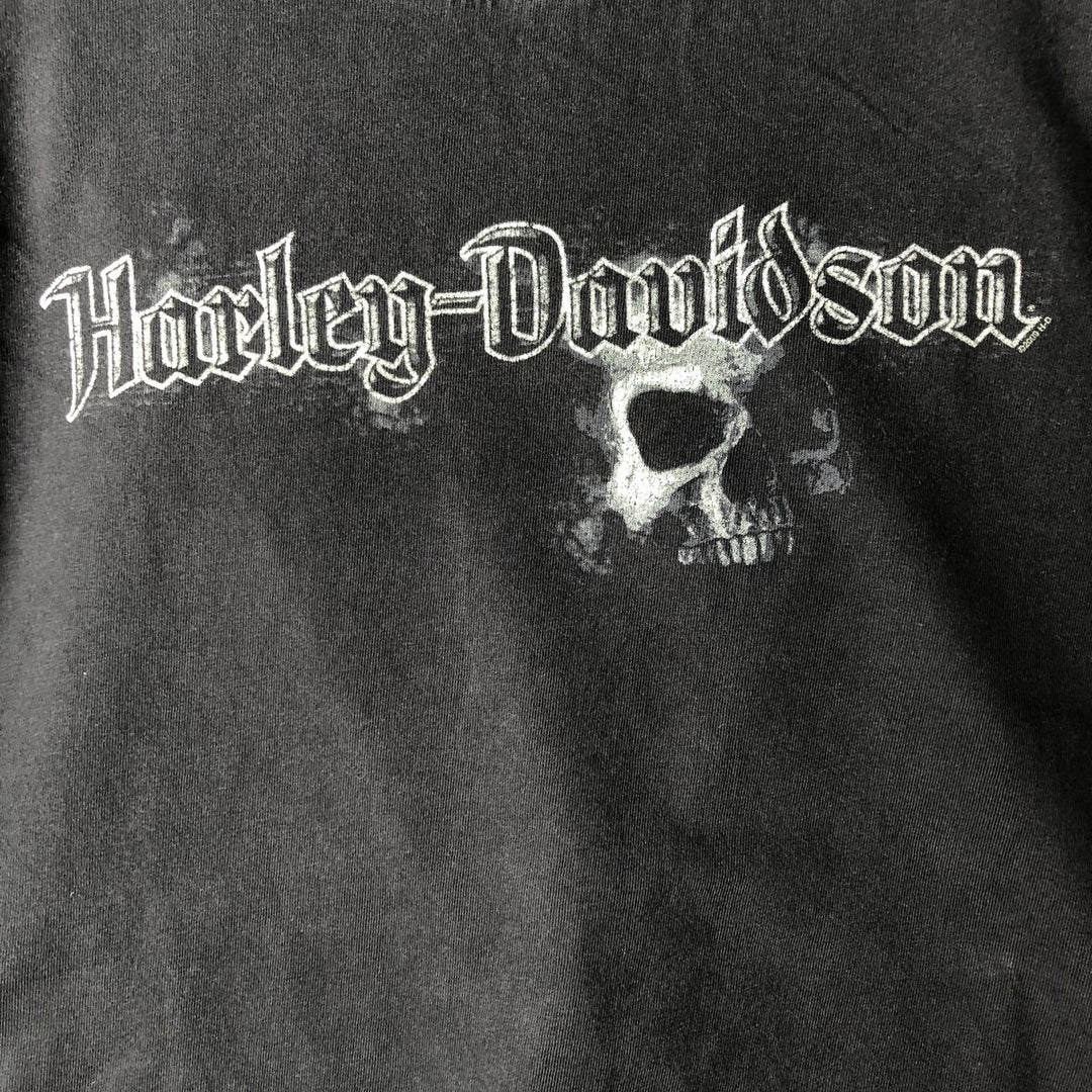 00'S Harley-Davidson Skull Pattern Motorcycle Bike T-shirt Men's XL size cotton black type Vintage Second Hand