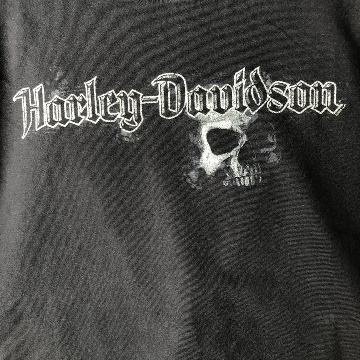 00'S Harley-Davidson Skull Pattern Motorcycle Bike T-shirt Men's XL size cotton black type Vintage Second Hand