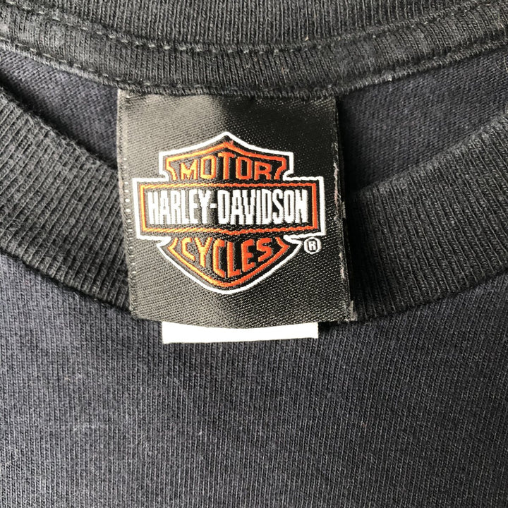 2000'S Harley-Davidson Skull Pattern Fire Pattern Motorcycle T-Shirt, Made in USA, Men's Size M (approx.) cotton black type Vintage Second Hand