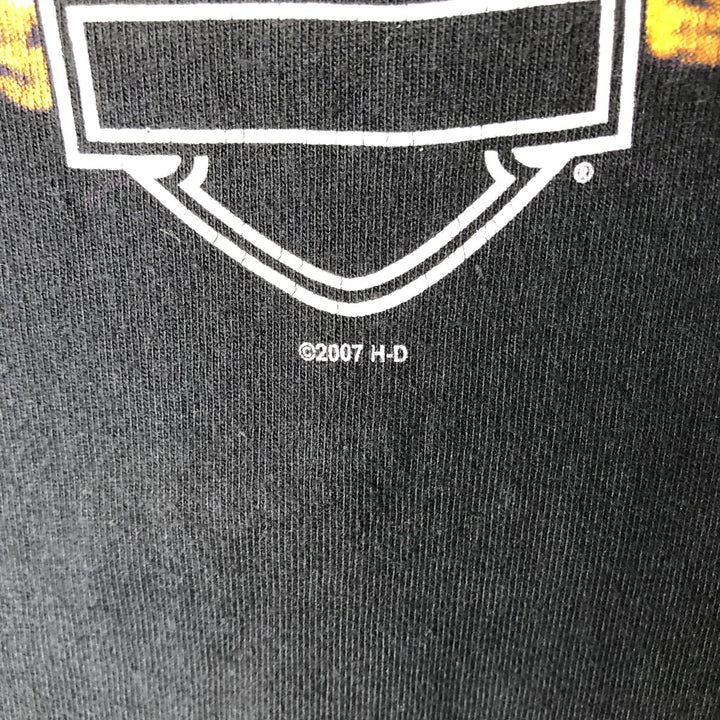2000'S Harley-Davidson Skull Pattern Fire Pattern Motorcycle T-Shirt, Made in USA, Men's Size M (approx.) cotton black type Vintage Second Hand