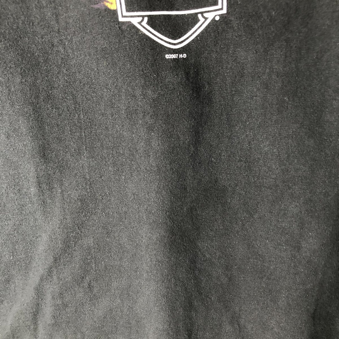 2000'S Harley-Davidson Skull Pattern Fire Pattern Motorcycle T-Shirt, Made in USA, Men's Size M (approx.) cotton black type Vintage Second Hand