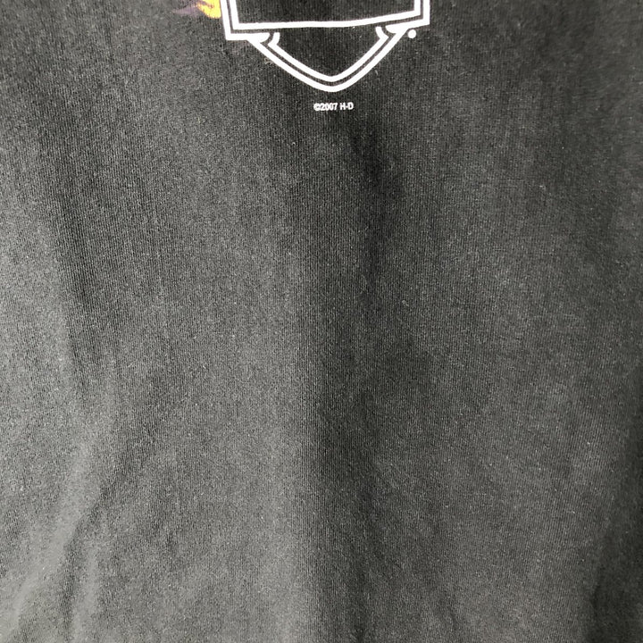 2000'S Harley-Davidson Skull Pattern Fire Pattern Motorcycle T-Shirt, Made in USA, Men's Size M (approx.) cotton black type Vintage Second Hand