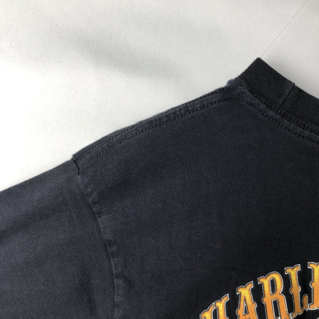 2000'S Harley-Davidson Skull Pattern Fire Pattern Motorcycle T-Shirt, Made in USA, Men's Size M (approx.) cotton black type Vintage Second Hand