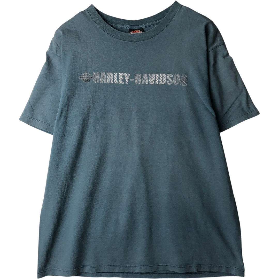 00'S Harley-Davidson Motorcycle Bike T-shirt Made in USA Men's XL cotton Blue type light blue Vintage Second Hand