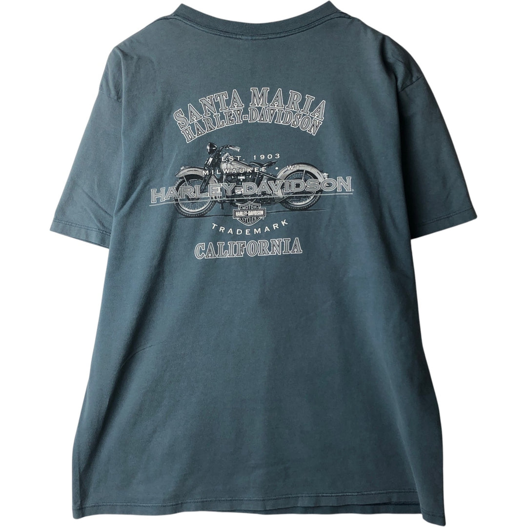 00'S Harley-Davidson Motorcycle Bike T-shirt Made in USA Men's XL cotton Blue type light blue Vintage Second Hand