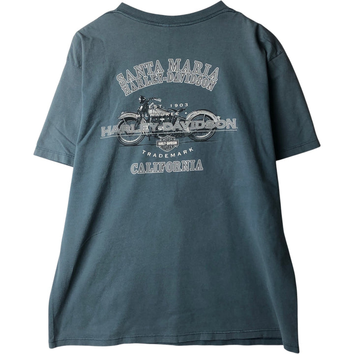 00'S Harley-Davidson Motorcycle Bike T-shirt Made in USA Men's XL cotton Blue type light blue Vintage Second Hand