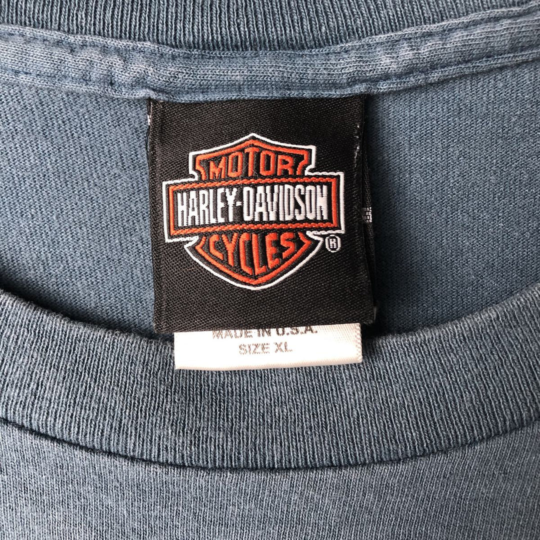 00'S Harley-Davidson Motorcycle Bike T-shirt Made in USA Men's XL cotton Blue type light blue Vintage Second Hand