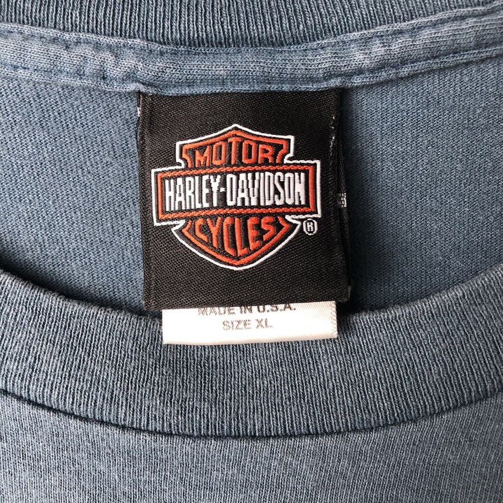 00'S Harley-Davidson Motorcycle Bike T-shirt Made in USA Men's XL cotton Blue type light blue Vintage Second Hand