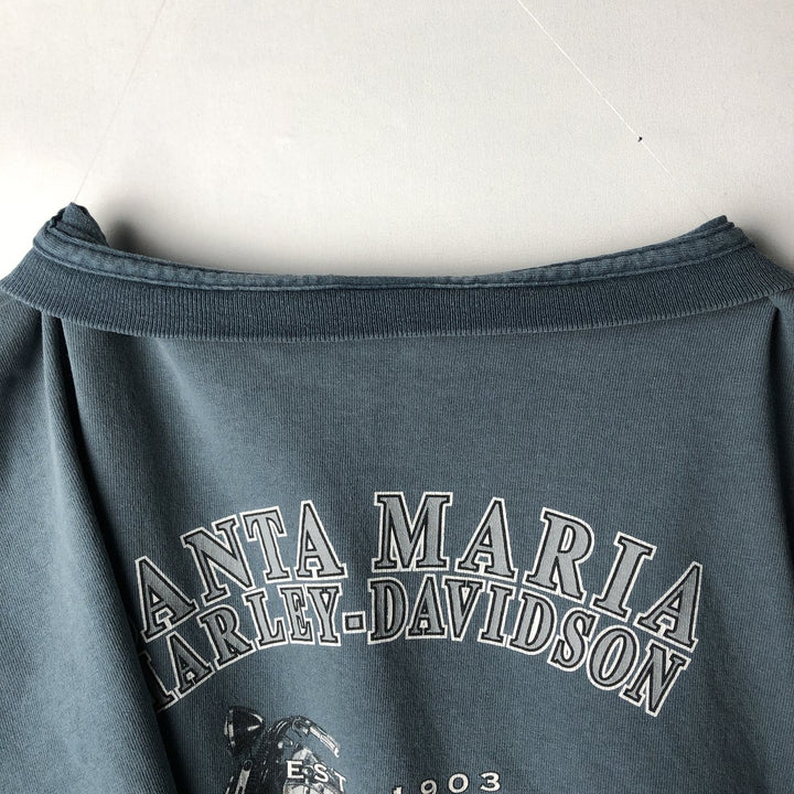 00'S Harley-Davidson Motorcycle Bike T-shirt Made in USA Men's XL cotton Blue type light blue Vintage Second Hand