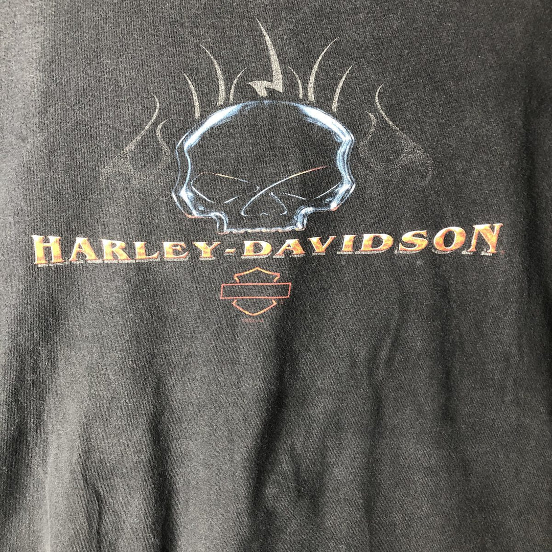 Harley-Davidson Skull Pattern Motorcycle Bike T-shirt Made in USA Men's XXL cotton black type Vintage Second Hand