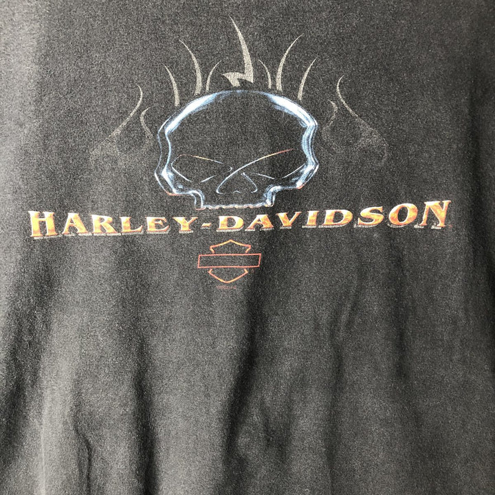 Harley-Davidson Skull Pattern Motorcycle Bike T-shirt Made in USA Men's XXL cotton black type Vintage Second Hand