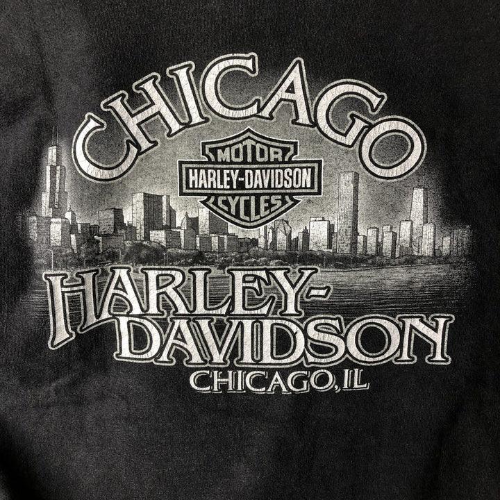 Harley-Davidson Skull Pattern Motorcycle Bike T-shirt Made in USA Men's XXL cotton black type Vintage Second Hand