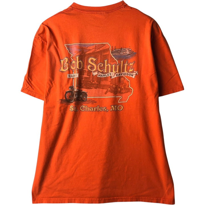 Harley-Davidson Eagle Pattern Motorcycle Bike T-shirt Made in USA Men's XL cotton orange type Vintage Second Hand