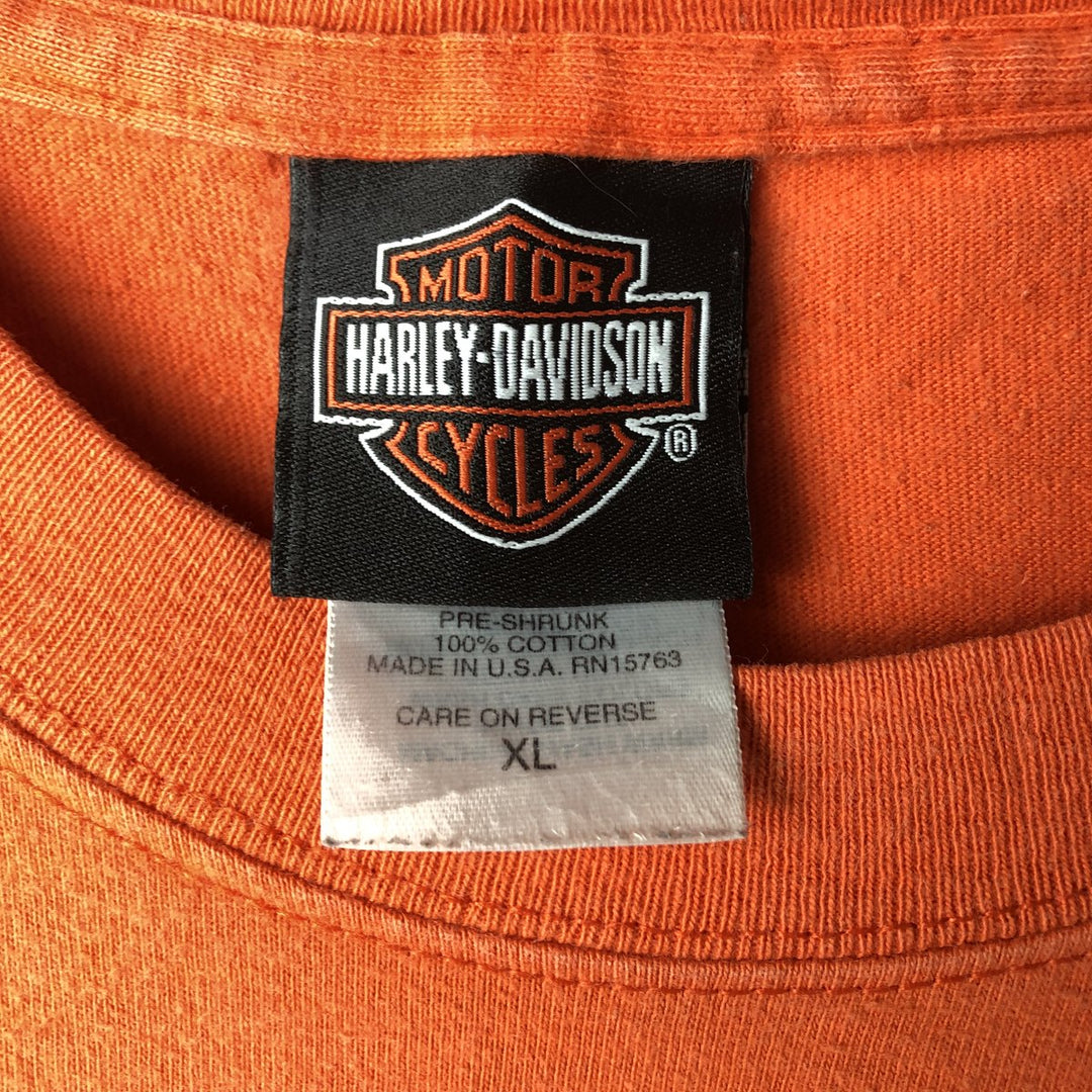 Harley-Davidson Eagle Pattern Motorcycle Bike T-shirt Made in USA Men's XL cotton orange type Vintage Second Hand