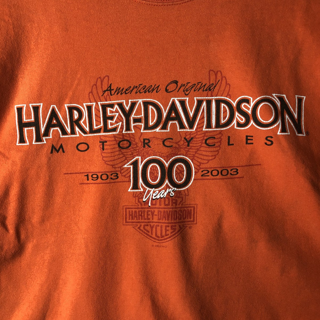 Harley-Davidson Eagle Pattern Motorcycle Bike T-shirt Made in USA Men's XL cotton orange type Vintage Second Hand