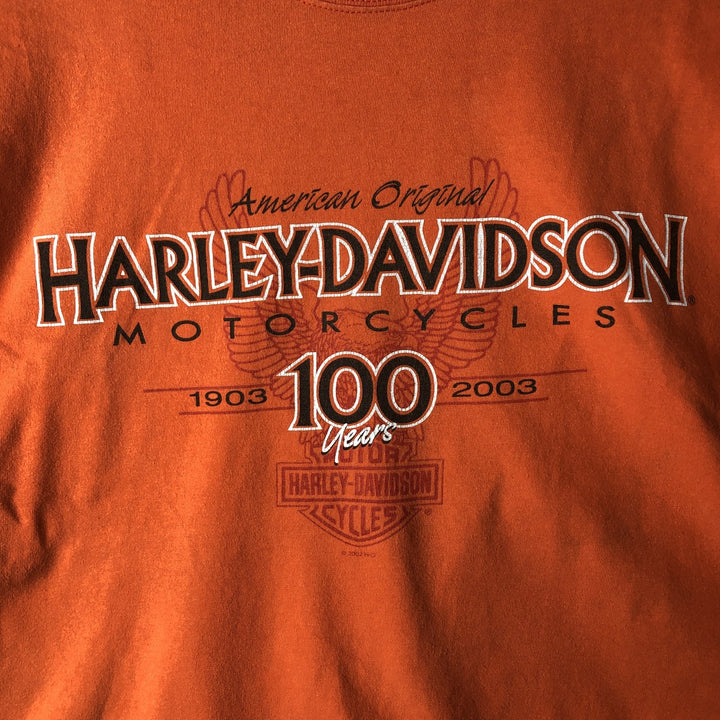 Harley-Davidson Eagle Pattern Motorcycle Bike T-shirt Made in USA Men's XL cotton orange type Vintage Second Hand