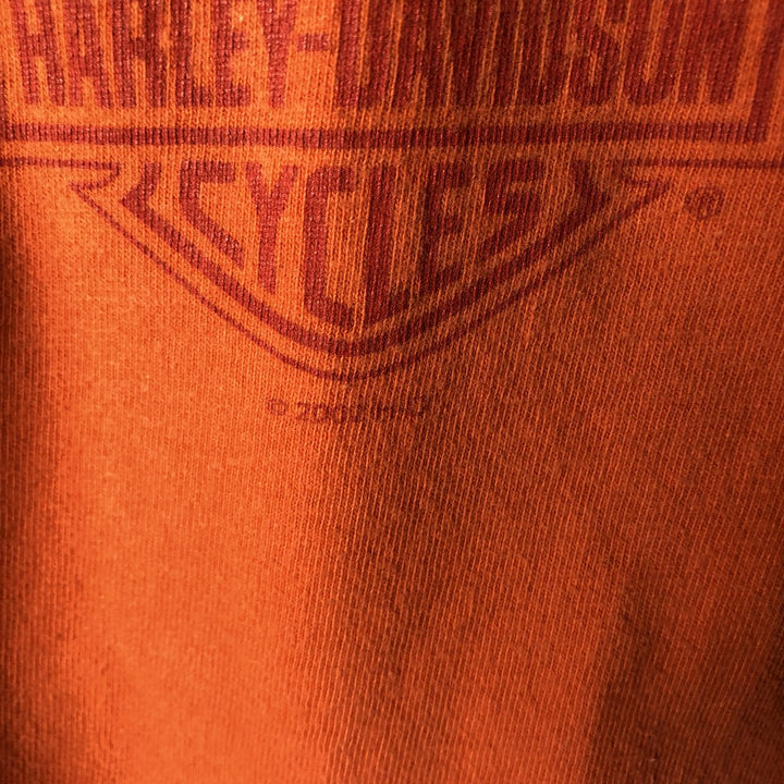 Harley-Davidson Eagle Pattern Motorcycle Bike T-shirt Made in USA Men's XL cotton orange type Vintage Second Hand