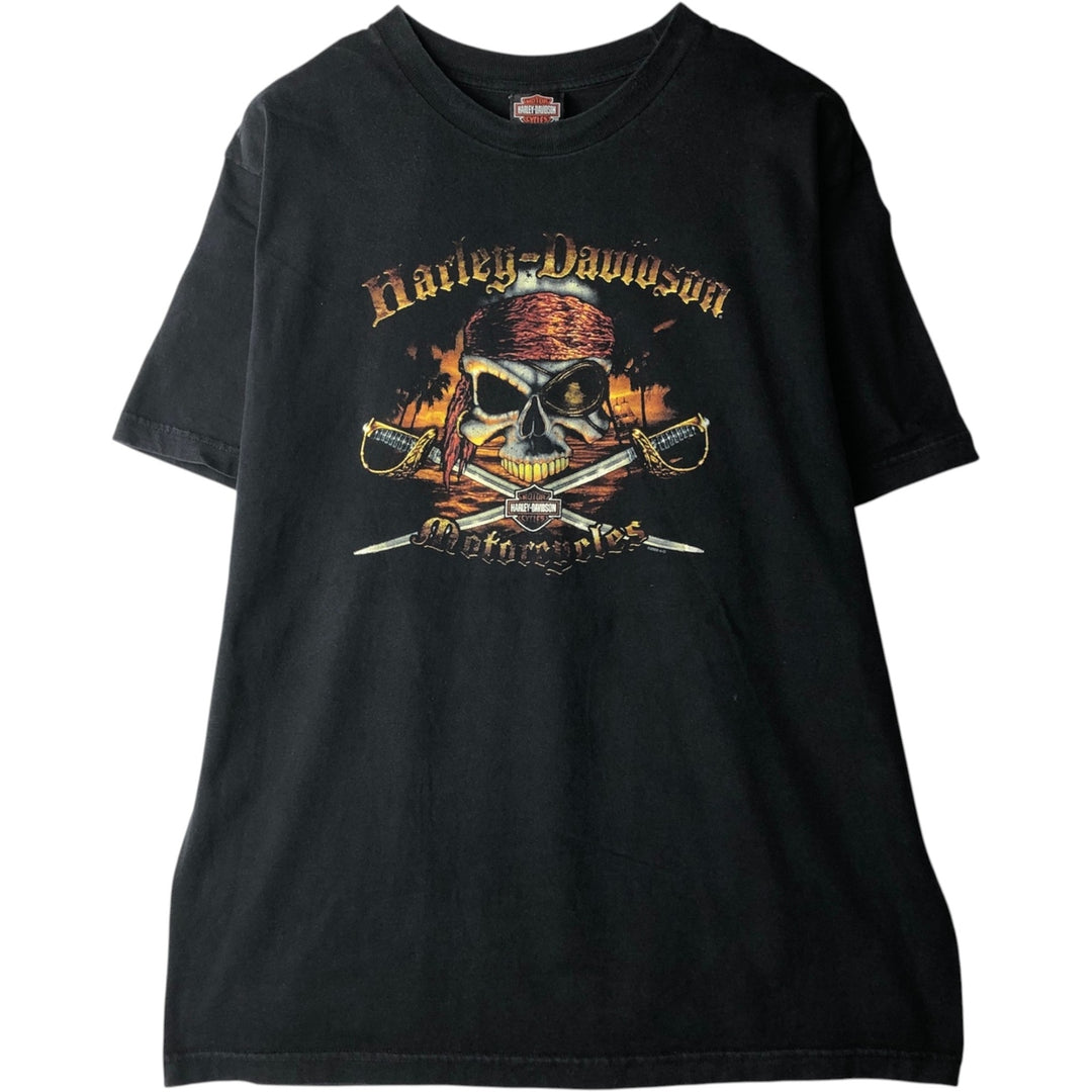 00'S Harley-Davidson Skull Pattern Motorcycle Bike T-shirt Made in USA Men's XL cotton black type Vintage Second Hand