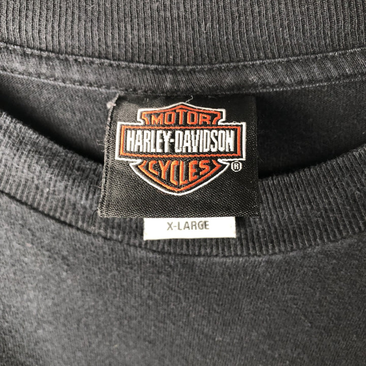 00'S Harley-Davidson Skull Pattern Motorcycle Bike T-shirt Made in USA Men's XL cotton black type Vintage Second Hand